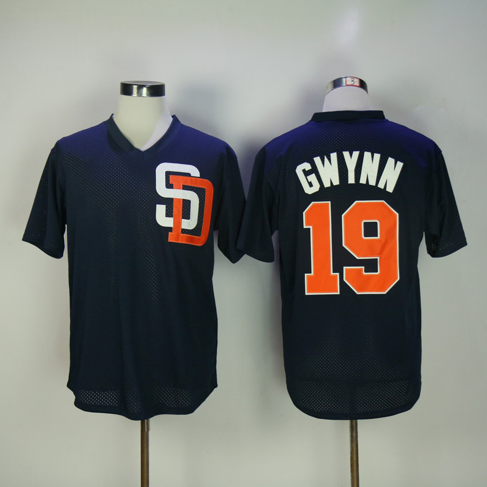 Men San Diego Padres #19 Gwynn Blue Throwback MLB Jerseys